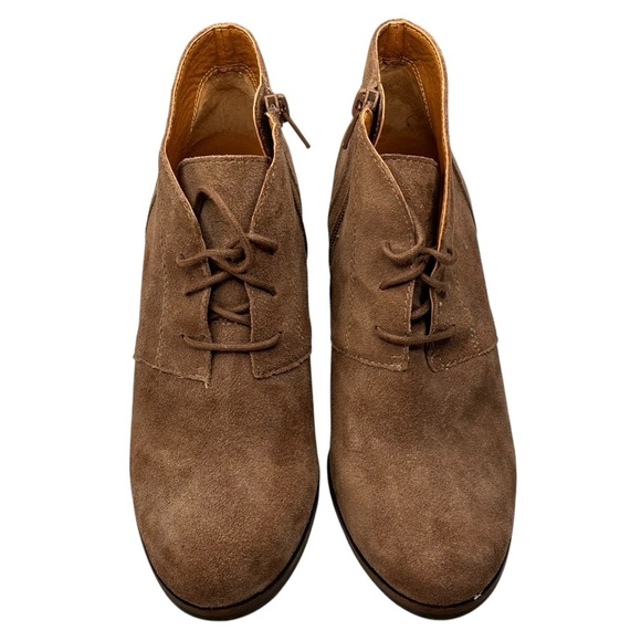 NEW Lucky Brand Women's Bootie 7M Shylow Wedge Beige Suede Lace Up Side Zipper - Picture 7 of 14